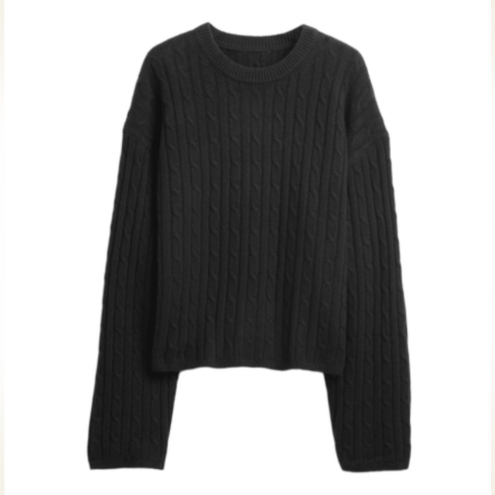 GAP CashSoft Black Cable Knit Sweater